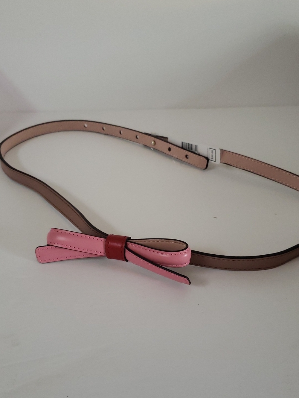 Kate Spade Bow Accent Adjustable Women's Belt in Pink and Brown, Large